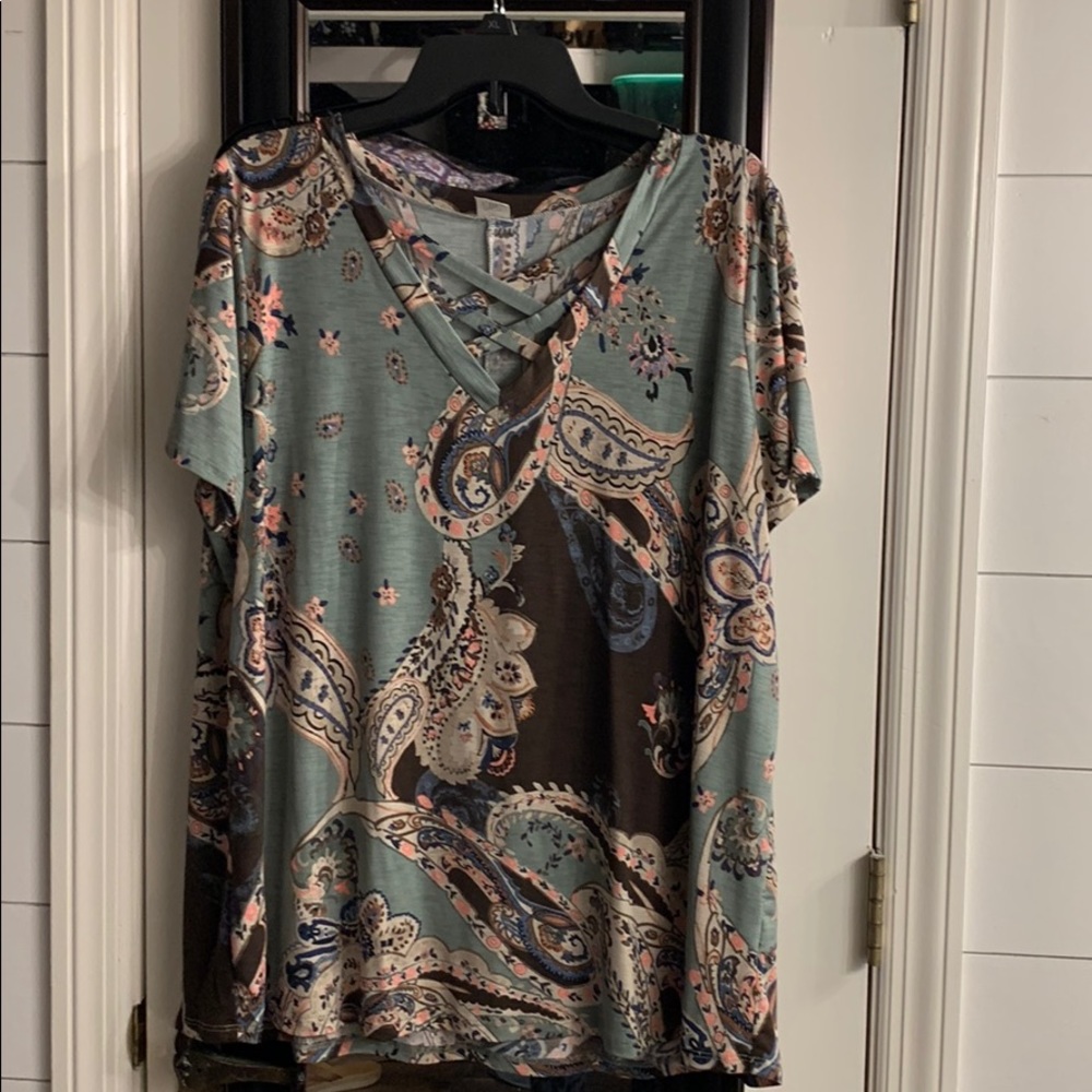 Crisscross neck top ladies top